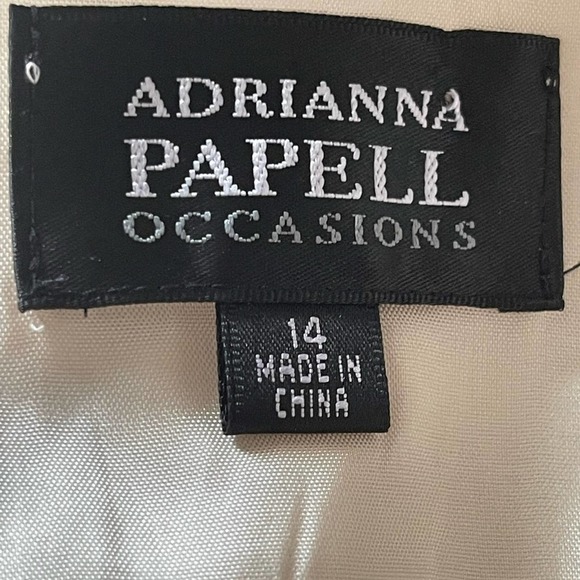 Adrianna Papell Occasions Size 14 Sage Green Ruffles Tan and Cream Color… - Picture 4 of 9